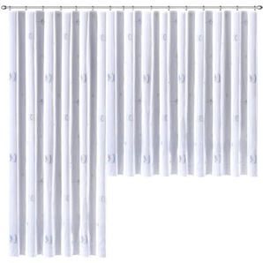 Gardine WECKBRODT Laura Gardinen Gr. 145 cm, Smokband, 500 cm, blau (blau, naturfarben) Gardinenstore Smokband Gardine Store, halbtransparent, Voile, bedruckt, Bleibandabschluss