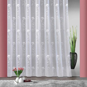 Gardine WECKBRODT Lilly Gardinen Gr. 175 cm, Smokband, 1016 cm, weiß Smokband halbtransparent, Polyester, Motiv, gemustert, nach Maß