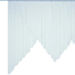 Gardine WIRTH Elena Gardinen Gr. 175 cm, Faltenband, 600 cm, weiß Küchengardinen veredelt mit echter Plauener Spitze Stickerei, gezackt