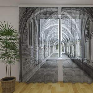 Gardinen & Vorhänge aus Chiffon transparent. Fotogardinen 3D Antic Stone Arched Hallway