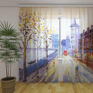 Gardinen & Vorhänge aus Chiffon transparent. Fotogardinen 3D Oil Painting View of London