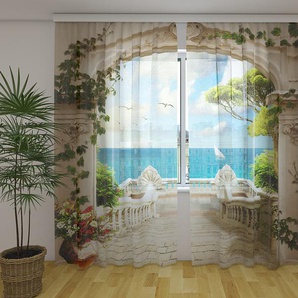 Gardinen & Vorhänge aus Chiffon transparent. Fotogardinen 3D Sea Mirage