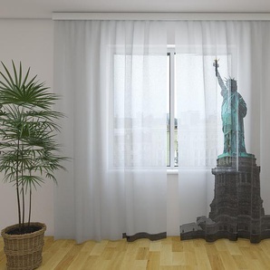 Gardinen & Vorhänge aus Chiffon transparent. Fotogardinen 3D Statue of Liberty