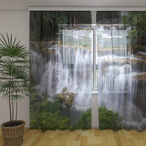 Gardinen & Vorhänge aus Chiffon transparent. Fotogardinen 3D Waterfall in Kanchaburi
