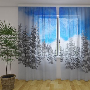 Gardinen & Vorhänge aus Chiffon transparent. Fotogardinen 3D Winter in the Forest