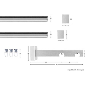 Gardinenschiene Cubus, Quad Innenlauf, GARESA, 2-läufig, Wunschmaßlänge, mit Bohren, verschraubt, Innenlauf-Vorhanggarnitur, verlängerbar, Holz-Aluminium