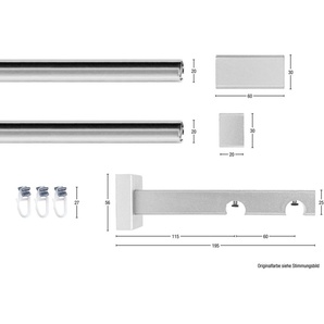 Gardinenschiene Cubus, Quader Innenlauf, GARESA, 2-läufig, Wunschmaßlänge, mit Bohren, verschraubt, Innenlauf-Vorhanggarnitur, verlängerbar, Holz-Aluminium