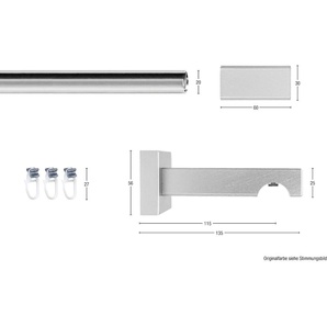 Gardinenschiene GARESA Cubus, Quader Innenlauf Gardinenstangen Gr. L: 390 cm, 1 St., 1 läufig, braun (chromfarben, nussbaum) Gardinenschienen Wunschmaßlänge, inkl. Gleiter
