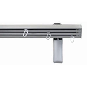 Gardinenschiene GARESA Flächenvorhangschiene Compact Gardinenstangen Gr. L: 450 cm, 3 läufig, beige (aluminiumfarben, natur) Gardinenschienen für Paneele oder Vorhänge mit Gleiter, verlängerbar