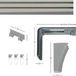 Gardinenschiene GARESA Flächenvorhangschiene SMART Gardinenstangen Gr. L: 280 cm, 2 läufig, grau (aluminiumfarben) Gardinenschienen für Paneele, Vorhänge, verlängerbar, Wandmontage