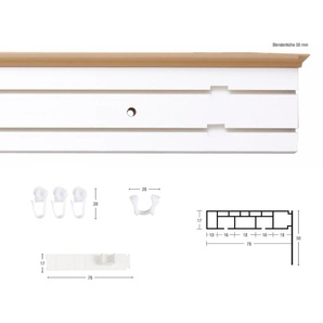 Gardinenschiene GARESA Kunststoffschiene mit Blende Gardinenstangen Gr. L: 370 cm, 2 läufig, braun (eichefarben) Gardinenschienen