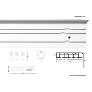 Gardinenschiene GARESA Kunststoffschiene mit Blende Gardinenstangen Gr. L: 470 cm, 3 läufig, braun (nussbaum) Gardinenschienen Deckenmontage, verlängerbar, einfache Montage, schlicht