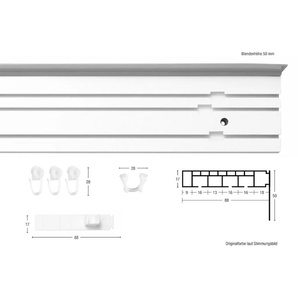 Gardinenschiene GARESA Kunststoffschiene mit Blende Gardinenstangen Gr. L: 590 cm, 3 läufig, braun (nussbaum) Gardinenschienen