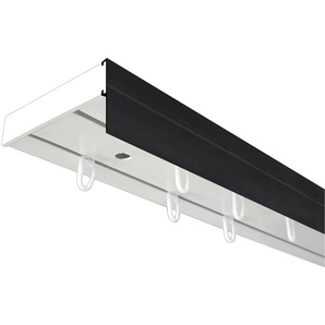 Gardinenschiene SN DECO GROUP Vorhangschiene SH (1) mit Blende 5 cm Gr. 3, schwarz-weiß (weiß, schwarz), L:180cm T:7,7cm, Kunststoff, Gardinenstangen