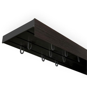 Gardinenschiene SN DECO GROUP Vorhangschiene SH (1) mit Blende 5 cm Gr. 9, schwarz (schwarz, wengefarben), L:450cm T:8,95cm, Kunststoff, Gardinenstangen