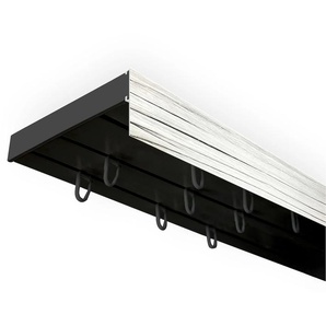 Gardinenschiene SN DECO GROUP Vorhangschiene SH mit Blende Gr. 12, schwarz (schwarz, eschefarben), L:540cm T:8,95cm, Kunststoff, Gardinenstangen