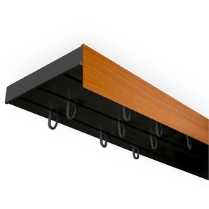 Gardinenschiene SN DECO GROUP Vorhangschiene SH mit Blende Gr. 14, schwarz (schwarz, kirschholzfarben), L:600cm T:8,95cm, Kunststoff, Gardinenstangen
