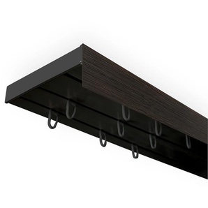 Gardinenschiene SN DECO GROUP Vorhangschiene SH mit Blende Gr. 14, schwarz (schwarz, wengefarben), L:600cm T:8,95cm, Kunststoff, Gardinenstangen