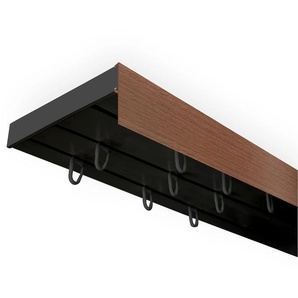 Gardinenschiene SN DECO GROUP Vorhangschiene SH mit Blende Gr. 4, schwarz (schwarz, walnussfarben), L:200cm T:8,95cm, Kunststoff, Gardinenstangen