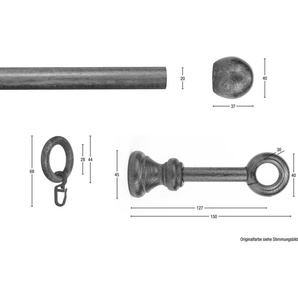 Gardinenstange BAROCK, GARESA, Ø 20 mm, 1-läufig, Wunschmaßlänge, Vorhanggarnitur, reine Holzgarnitur, verlängerbar, mit Ringe