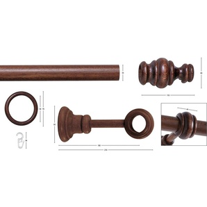 Gardinenstange BAROCK, GARESA, Ø 35 mm, 1-läufig, Wunschmaßlänge, rustikale Vorhanggarnitur Holz, verlängerbar, mit Ringe/2 Lauf Gleiter