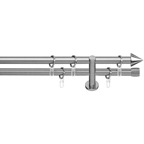 Gardinenstange Brig, indeko, Ø 20 mm, 2-läufig, Fixmaß, verschraubt, Stahl, Komplett-Set inkl. Ringen und Montagematerial
