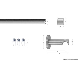 Gardinenstange EASY, GARESA, Ø 20 mm, 1-läufig, Wunschmaßlänge, Vorhanggarnitur, verlängerbar, Wandmontage, Kappe, Aluminium