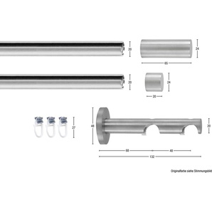 Gardinenstange EASY, GARESA, Ø 20 mm, 2-läufig, Wunschmaßlänge, Vorhanggarnitur, verlängerbar, Wandmontage, Aluminium