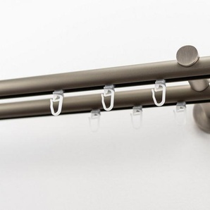 Gardinenstange EASY, GARESA, Ø 20 mm, 2-läufig, Wunschmaßlänge, Vorhanggarnitur, verlängerbar, Wandmontage, Kappe, Aluminium