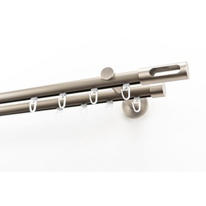 Gardinenstange EASY, GARESA, Ø 20 mm, 2-läufig, Wunschmaßlänge, Vorhanggarnitur, verlängerbar, Wandmontage, Knopf m Ausschnitt, Alu