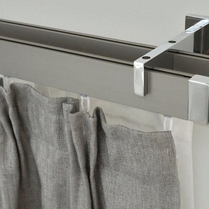 Gardinenstange FLAT, GARESA, 2-läufig, Wunschmaßlänge, verschraubt, Aluminium, Rechteckprofil, Wandmontage, perfekter Lauf, modern, verlängerbar