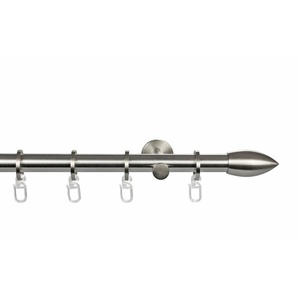 Gardinenstange GARESA CARTOUCHE Gardinenstangen Gr. L: 310 cm, 2 läufig, silberfarben (edelstahlfarben) Kinder Gardinenstangen für Vorhanggarnitur, verlängerbar, edelstahl optik, mit Ringe und Haken