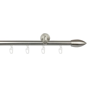 Gardinenstange GARESA CARTOUCHE Gardinenstangen Gr. L: 410 cm, 1 läufig, silberfarben (edelstahlfarben) Kinder Gardinenstangen für Vorhanggarnitur, verlängerbar, edelstahl optik, mit Ringe und Haken