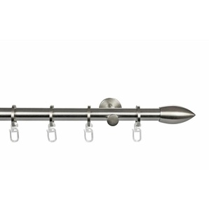 Gardinenstange GARESA CARTOUCHE Gardinenstangen Gr. L: 480 cm, 2 läufig, silberfarben (edelstahlfarben) Kinder Gardinenstangen für Vorhanggarnitur, verlängerbar, edelstahl optik, mit Ringe und Haken
