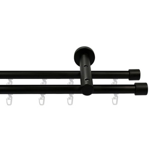 Gardinenstange GARESA KEA Gardinenstangen Gr. L: 210 cm Ø 20 mm, 2 läufig, schwarz Kinder Gardinenstangen für Vorhanggarnitur, mit Profilverbinder verlängerbar, Wandmontage, Kappe