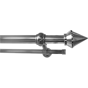 Gardinenstange GARESA SEMARA Gardinenstangen Gr. L: 420 cm Ø 28 mm, 2 läufig, grau (chromfarben) Kinder Gardinenstangen für Vorhanggarnitur, Kunststoff, verlängerbar, mit Ringe2 Lauf Gleiter