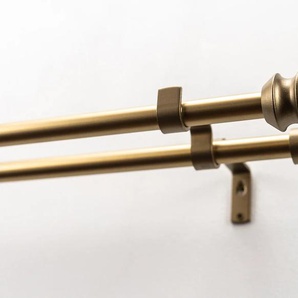 Gardinenstange GARESA SPYRNA mit offenem Träger Gardinenstangen Gr. L: 420 cm Ø 16 mm, 2 läufig, goldfarben (mattgoldfarben) Gardinenstangen nach Maß