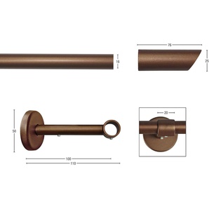 Gardinenstange GARESA ZYLI Gardinenstangen Gr. L: 300 cm Ø 16 mm, 1 läufig, braun (bronzefarben) Kinder Gardinenstangen für