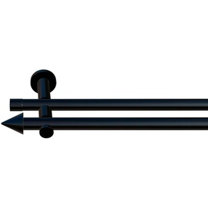 Gardinenstange INDEKO Calais Gardinenstangen Gr. L: 350 cm Ø 20 mm, 2 läufig, schwarz (schwarz, glanz) Gardinenstangen nach Maß