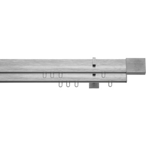 Gardinenstange INDEKO Inline Gardinenstangen Gr. L: 120 cm, 1 St., 2 läufig, silberfarben (edelstahlfarben, silberfarben) Gardinenstangen Wandmontage Innenlauf Komplett-Set inkl. Gleitern und Montagematerial