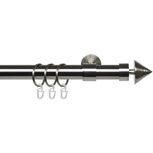 Gardinenstange Kegel edelstahl-optik, Liedeco, Ø 28 mm, 1-läufig, Fixmaß, verschraubt, edelstahlfarben
