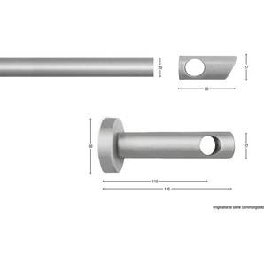 Gardinenstange PILA, GARESA, Ø 20 mm, 1-läufig, Wunschmaßlänge, Vorhanggarnitur, verlängerbar, Knopf mit Ausschnitt, ohne Ringe