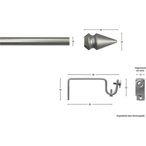 Gardinenstange SPYRNA mit offenem Träger, GARESA, Ø 16 mm, 1-läufig, Wunschmaßlänge, Vorhanggarnitur, verlängerbar, Spitze, ohne Ringe