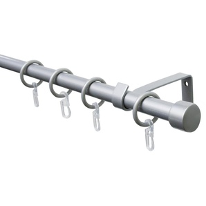 Gardinenstangen-Set Cap 1-Lauf Ø 13/16 mm Silber 130 cm - 240 cm