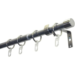 Gardinenstangen-Set Cap 1-Lauf Ø 16/19 mm Edelstahloptik