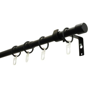 Gardinenstangen-Set Cap 1-Lauf Ø 16/19 mm Schwarz-Matt