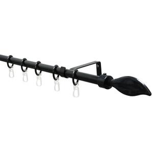 Gardinenstangen-Set Flame 1-Lauf Ø 13/16 mm Schwarz 130 cm - 240 cm
