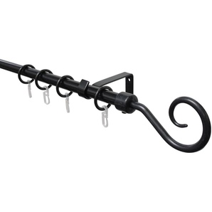Gardinenstangen-Set Hook 1-Lauf Ø 13/16 mm Schwarz 130 cm - 240 cm