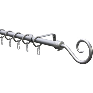 Gardinenstangen-Set Hook 1-Lauf Ø 13/16 mm Silber 130 cm - 240 cm