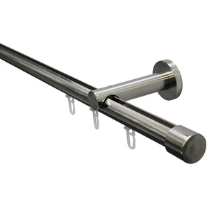 Gardinenstangen-Set Isa 1-Lauf Ø 20 mm Edelstahl-Optik
